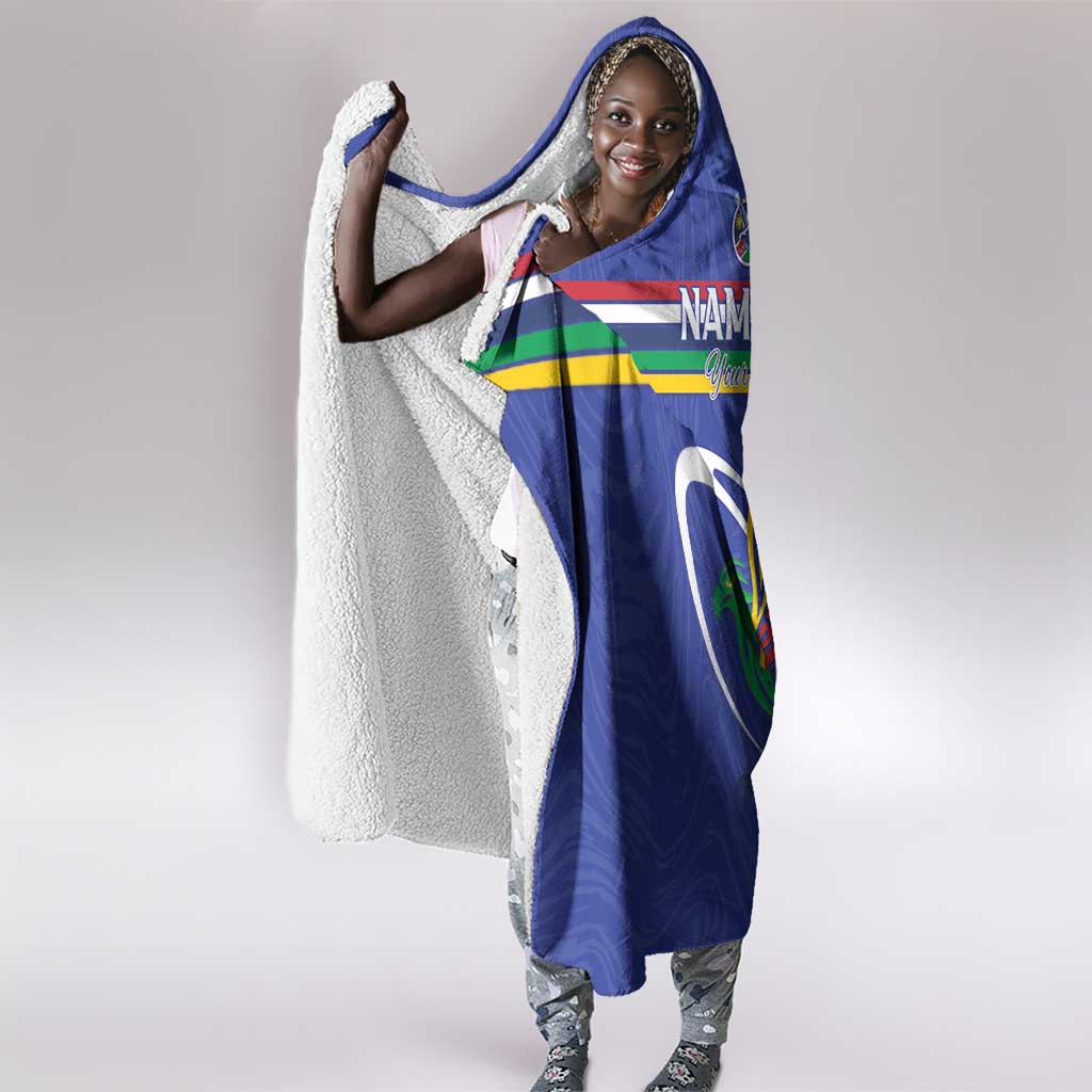 Namibia Rugby Custom Hooded Blanket African Fish Eagle - Flag Colors