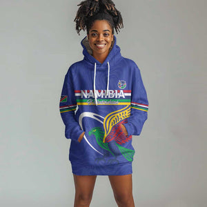 Namibia Rugby Custom Hoodie Dress African Fish Eagle - Flag Colors