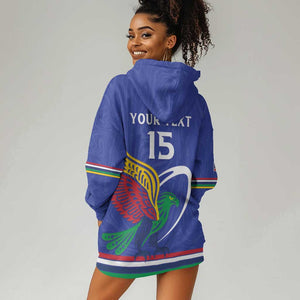 Namibia Rugby Custom Hoodie Dress African Fish Eagle - Flag Colors