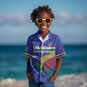 Namibia Rugby Custom Kid Hawaiian Shirt African Fish Eagle - Flag Colors