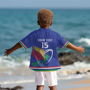 Namibia Rugby Custom Kid Hawaiian Shirt African Fish Eagle - Flag Colors