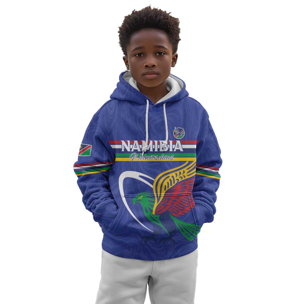 Namibia Rugby Custom Kid Hoodie African Fish Eagle - Flag Colors