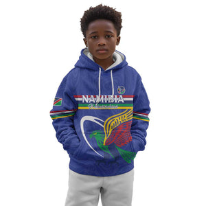 Namibia Rugby Custom Kid Hoodie African Fish Eagle - Flag Colors
