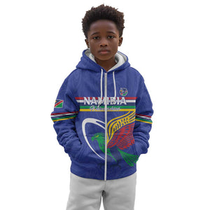 Namibia Rugby Custom Kid Hoodie African Fish Eagle - Flag Colors