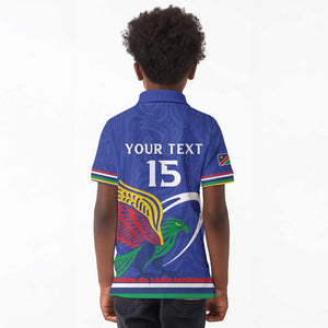 Namibia Rugby Custom Kid Polo Shirt African Fish Eagle - Flag Colors