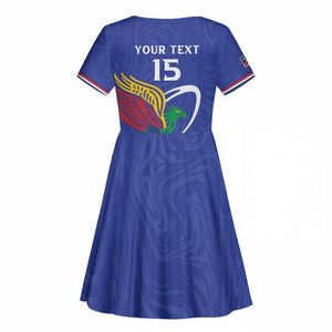 Namibia Rugby Custom Kid Short Sleeve Dress African Fish Eagle - Flag Colors