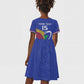 Namibia Rugby Custom Kid Short Sleeve Dress African Fish Eagle - Flag Colors