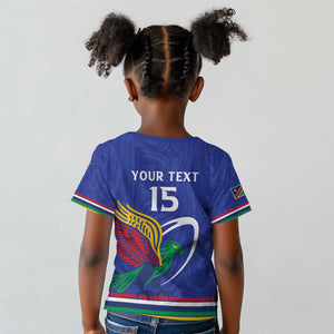 Namibia Rugby Custom Kid T shirt African Fish Eagle - Flag Colors