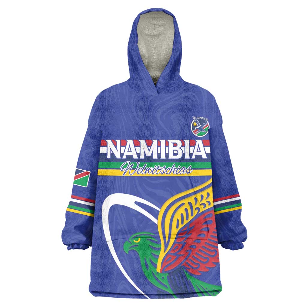 Namibia Rugby Custom Kid Wearable Blanket Hoodie African Fish Eagle - Flag Colors