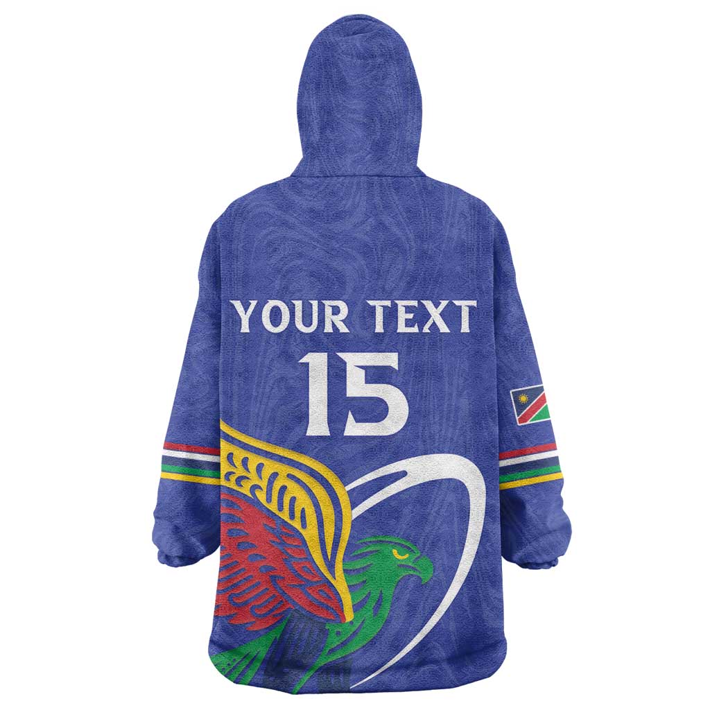 Namibia Rugby Custom Kid Wearable Blanket Hoodie African Fish Eagle - Flag Colors