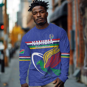 Namibia Rugby Custom Long Sleeve Shirt African Fish Eagle - Flag Colors