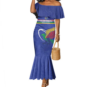 Namibia Rugby Custom Mermaid Dress African Fish Eagle - Flag Colors