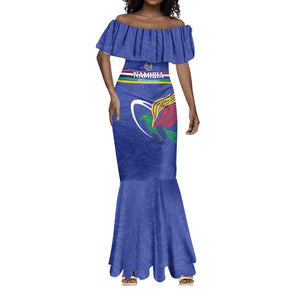 Namibia Rugby Custom Mermaid Dress African Fish Eagle - Flag Colors