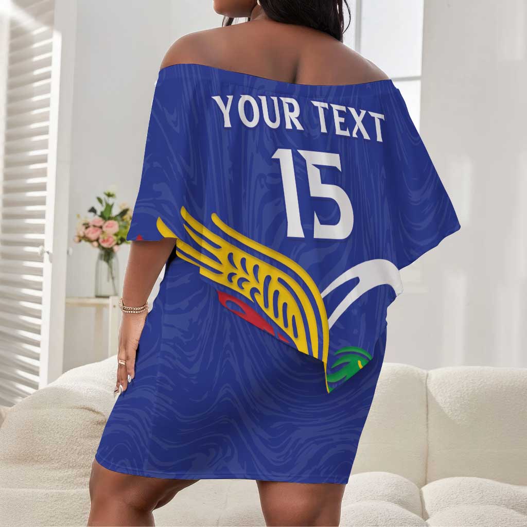 Namibia Rugby Custom Off Shoulder Short Dress African Fish Eagle - Flag Colors
