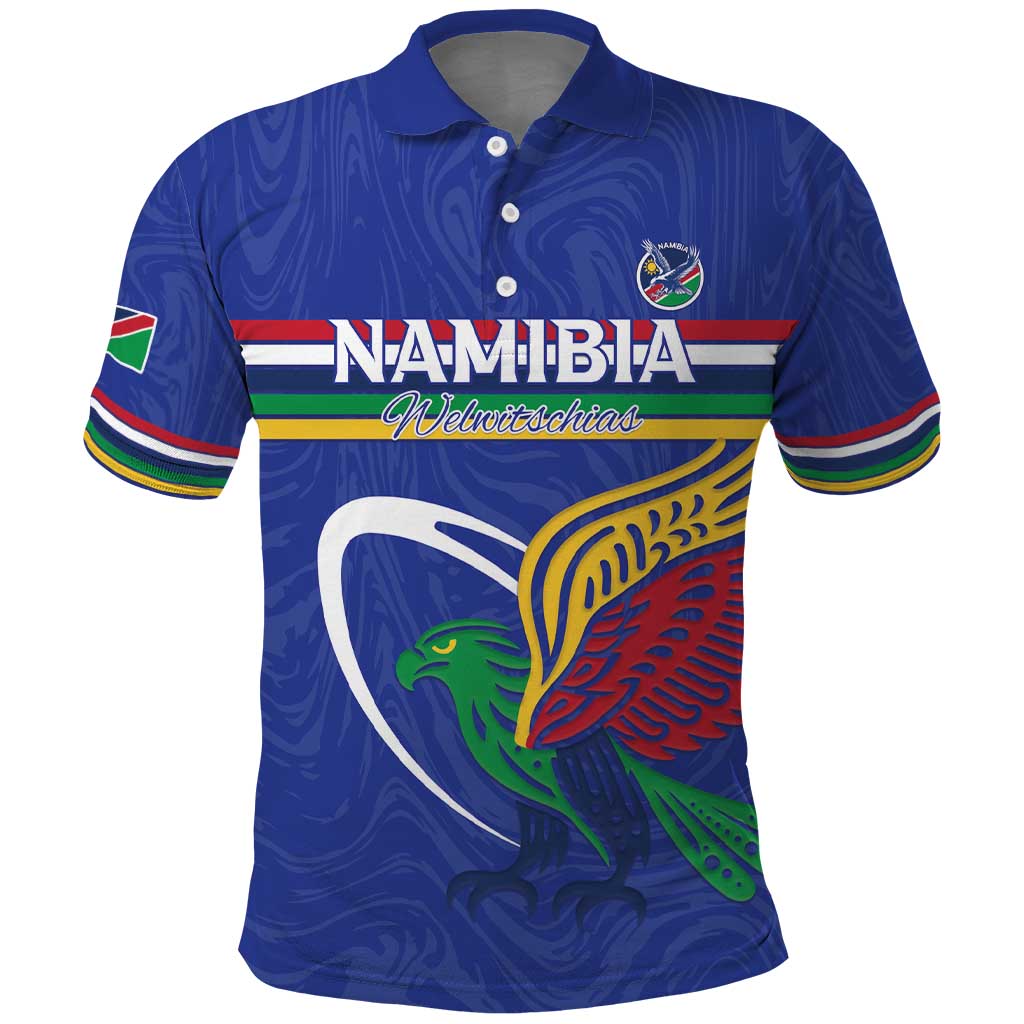 Namibia Rugby Custom Polo Shirt African Fish Eagle - Flag Colors