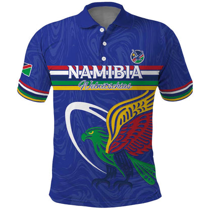 Namibia Rugby Custom Polo Shirt African Fish Eagle - Flag Colors