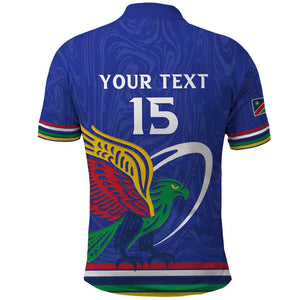 Namibia Rugby Custom Polo Shirt African Fish Eagle - Flag Colors