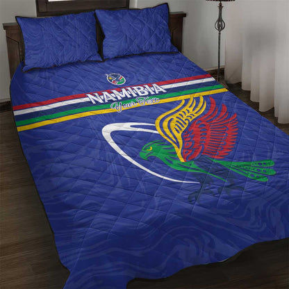 Namibia Rugby Custom Quilt Bed Set African Fish Eagle - Flag Colors