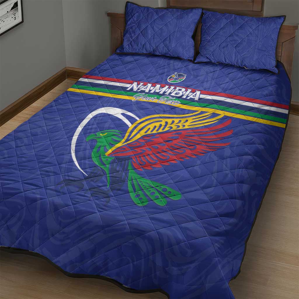 Namibia Rugby Custom Quilt Bed Set African Fish Eagle - Flag Colors