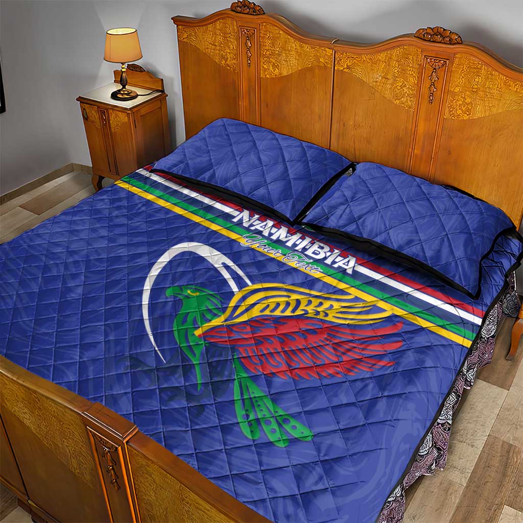 Namibia Rugby Custom Quilt Bed Set African Fish Eagle - Flag Colors
