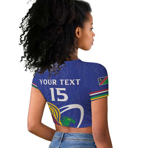 Namibia Rugby Custom Raglan Cropped T shirt African Fish Eagle - Flag Colors