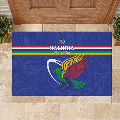 Namibia Rugby Custom Rubber Doormat African Fish Eagle - Flag Colors