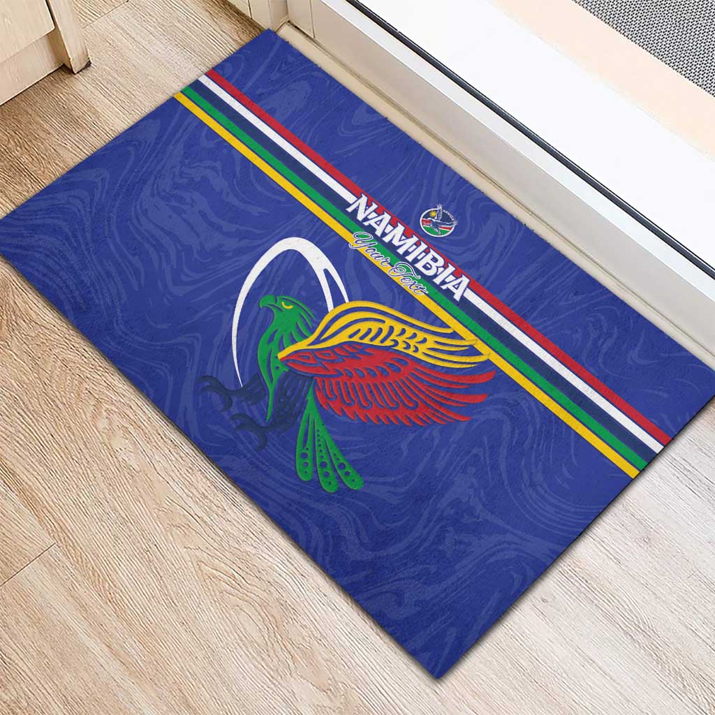 Namibia Rugby Custom Rubber Doormat African Fish Eagle - Flag Colors