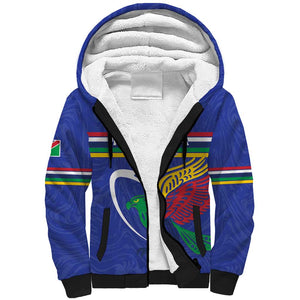 Namibia Rugby Custom Sherpa Hoodie African Fish Eagle - Flag Colors