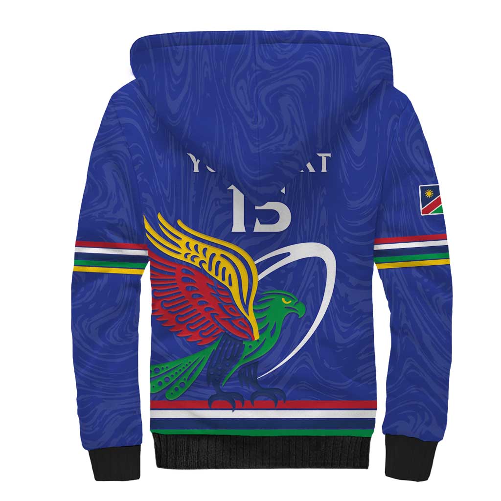 Namibia Rugby Custom Sherpa Hoodie African Fish Eagle - Flag Colors