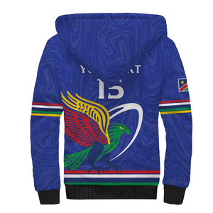Namibia Rugby Custom Sherpa Hoodie African Fish Eagle - Flag Colors