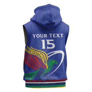 Namibia Rugby Custom Sleeveless Hoodie African Fish Eagle - Flag Colors - African Pride