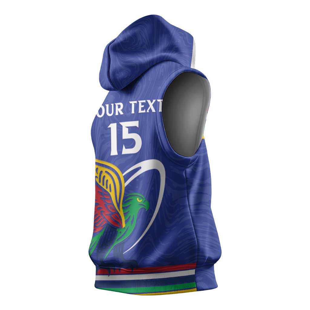 Namibia Rugby Custom Sleeveless Hoodie African Fish Eagle - Flag Colors - African Pride
