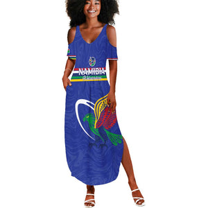 Namibia Rugby Custom Summer Maxi Dress African Fish Eagle - Flag Colors