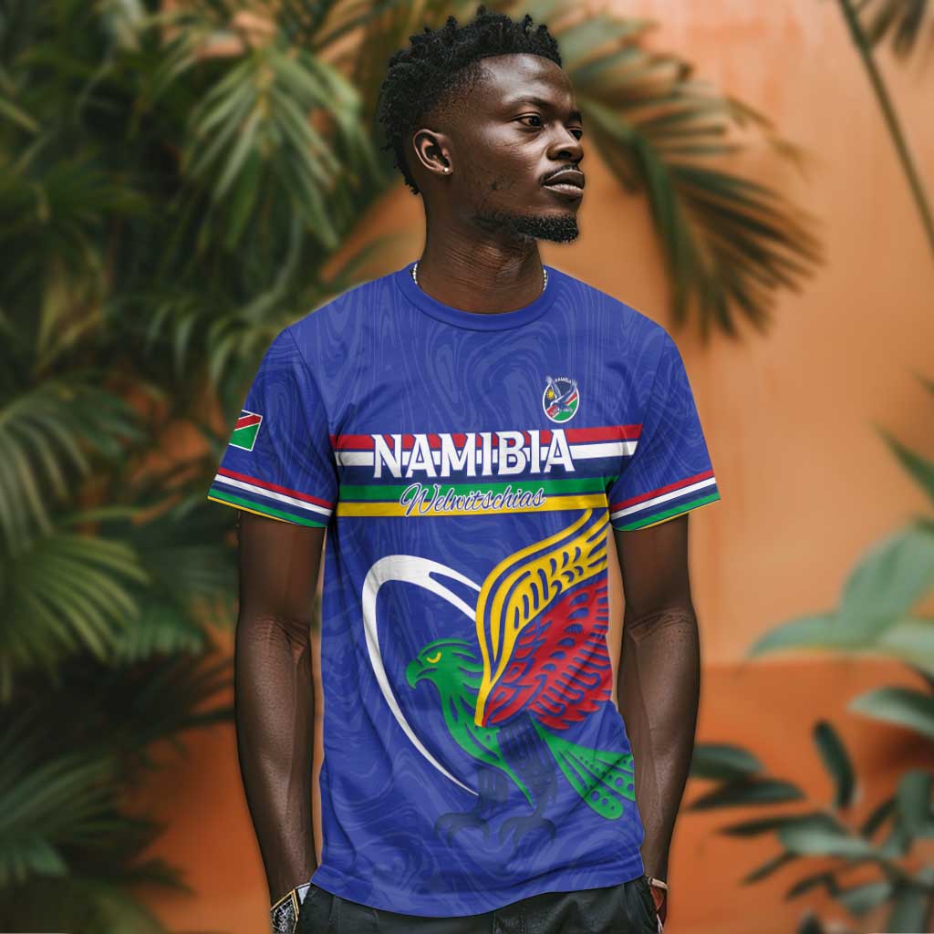 Namibia Rugby Custom T shirt African Fish Eagle - Flag Colors