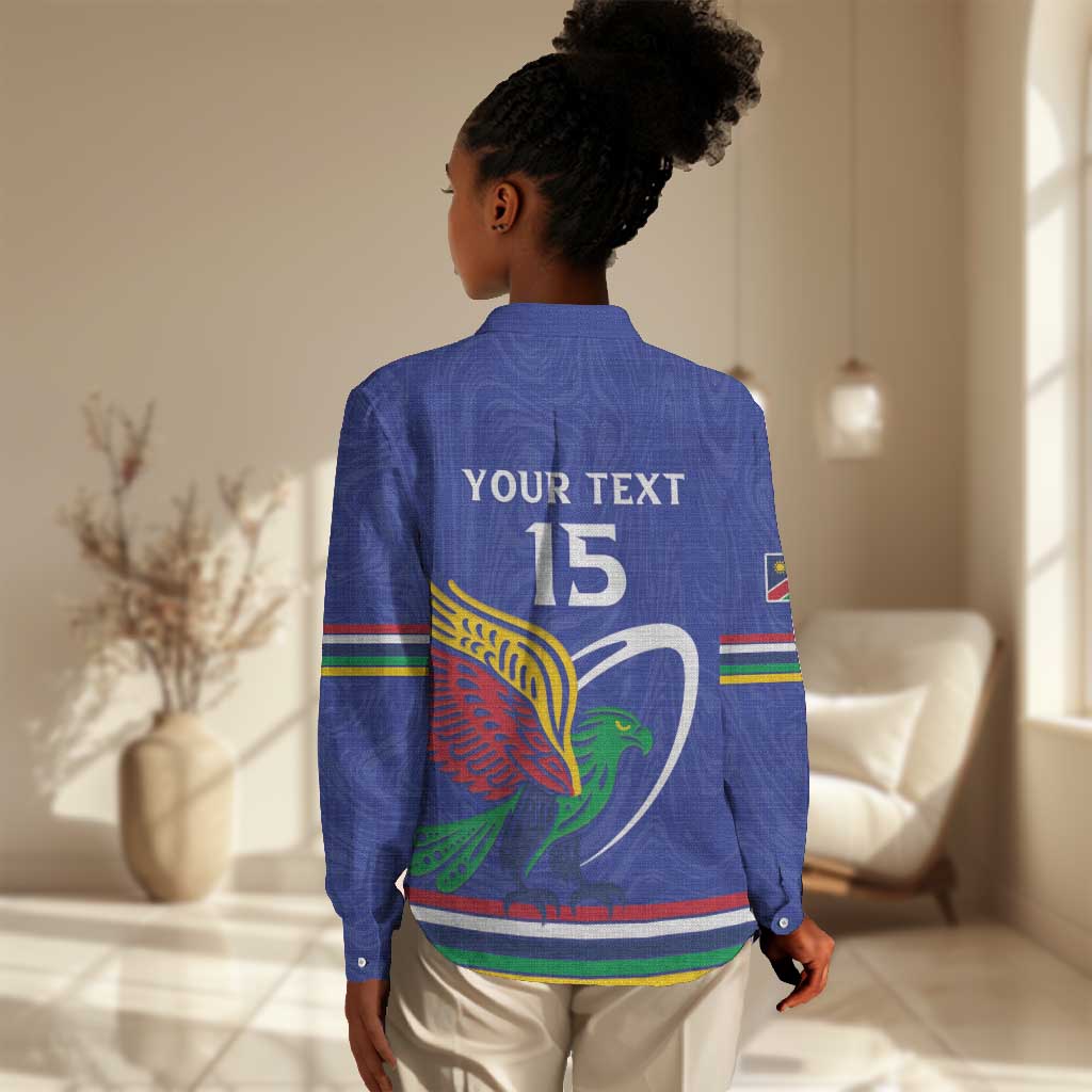 Namibia Rugby Custom Women Casual Shirt African Fish Eagle - Flag Colors