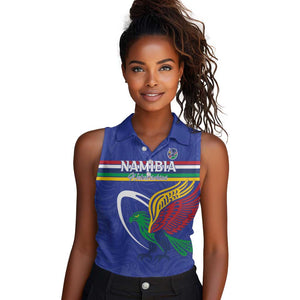 Namibia Rugby Custom Women Sleeveless Polo Shirt African Fish Eagle - Flag Colors