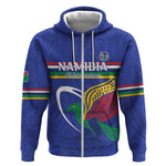 Namibia Rugby Custom Zip Hoodie African Fish Eagle - Flag Colors