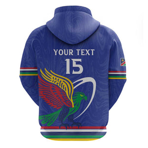 Namibia Rugby Custom Zip Hoodie African Fish Eagle - Flag Colors