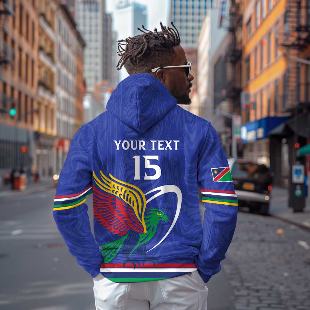 Namibia Rugby Custom Zip Hoodie African Fish Eagle - Flag Colors