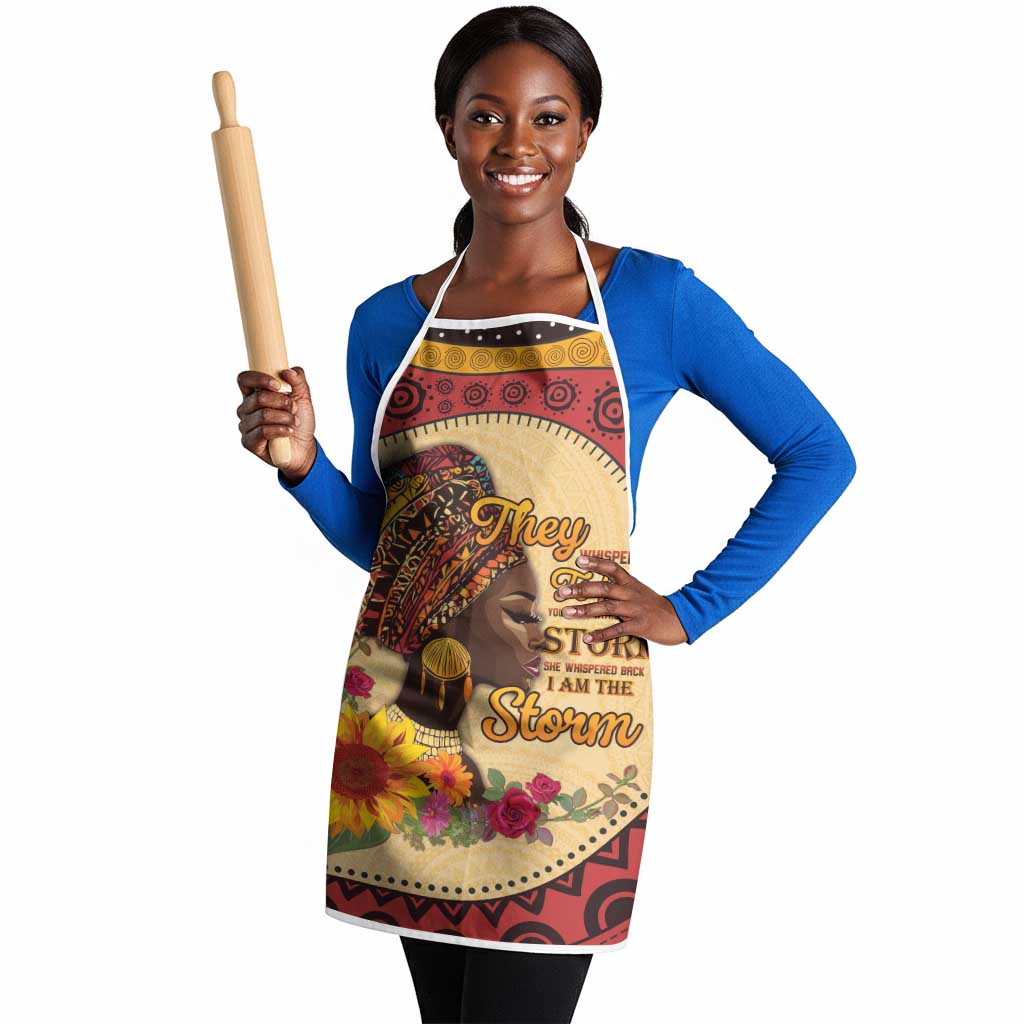 Black History Month Apron African Woman Afro I Am The Storm