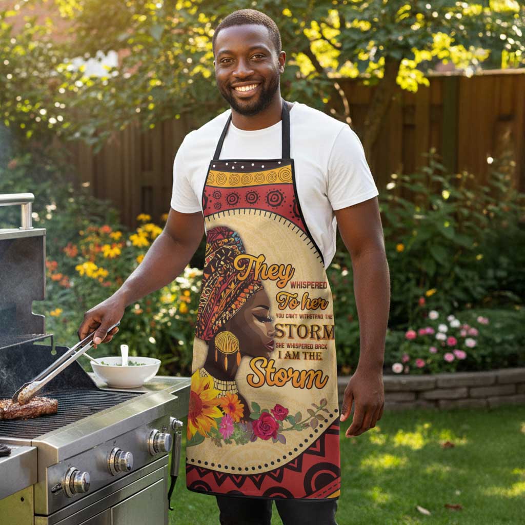 Black History Month Apron African Woman Afro I Am The Storm