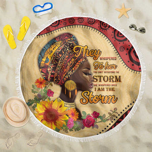 African Woman Beach Blanket I Am The Storm - African Pride