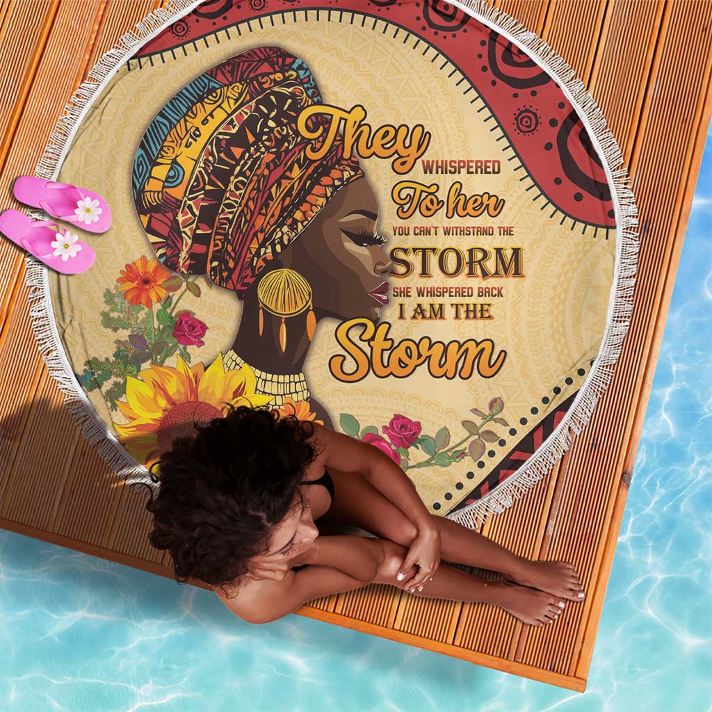 African Woman Beach Blanket I Am The Storm - African Pride
