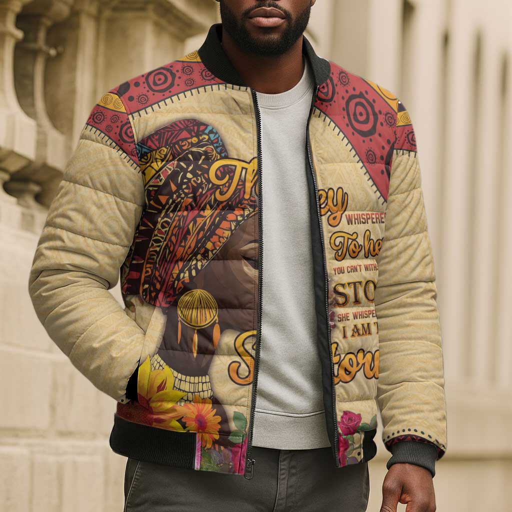 Black History Month Bomber Puffer Jacket African Woman Afro I Am The Storm