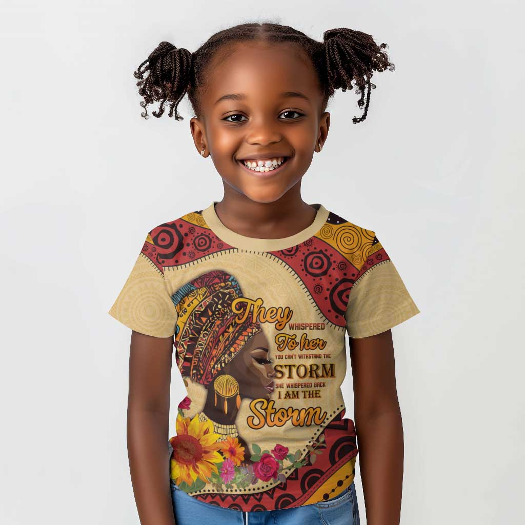 African Woman Kid T shirt I Am The Storm - African Pride