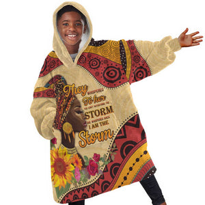 African Woman Kid Wearable Blanket Hoodie I Am The Storm - African Pride