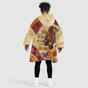 African Woman Kid Wearable Blanket Hoodie I Am The Storm - African Pride