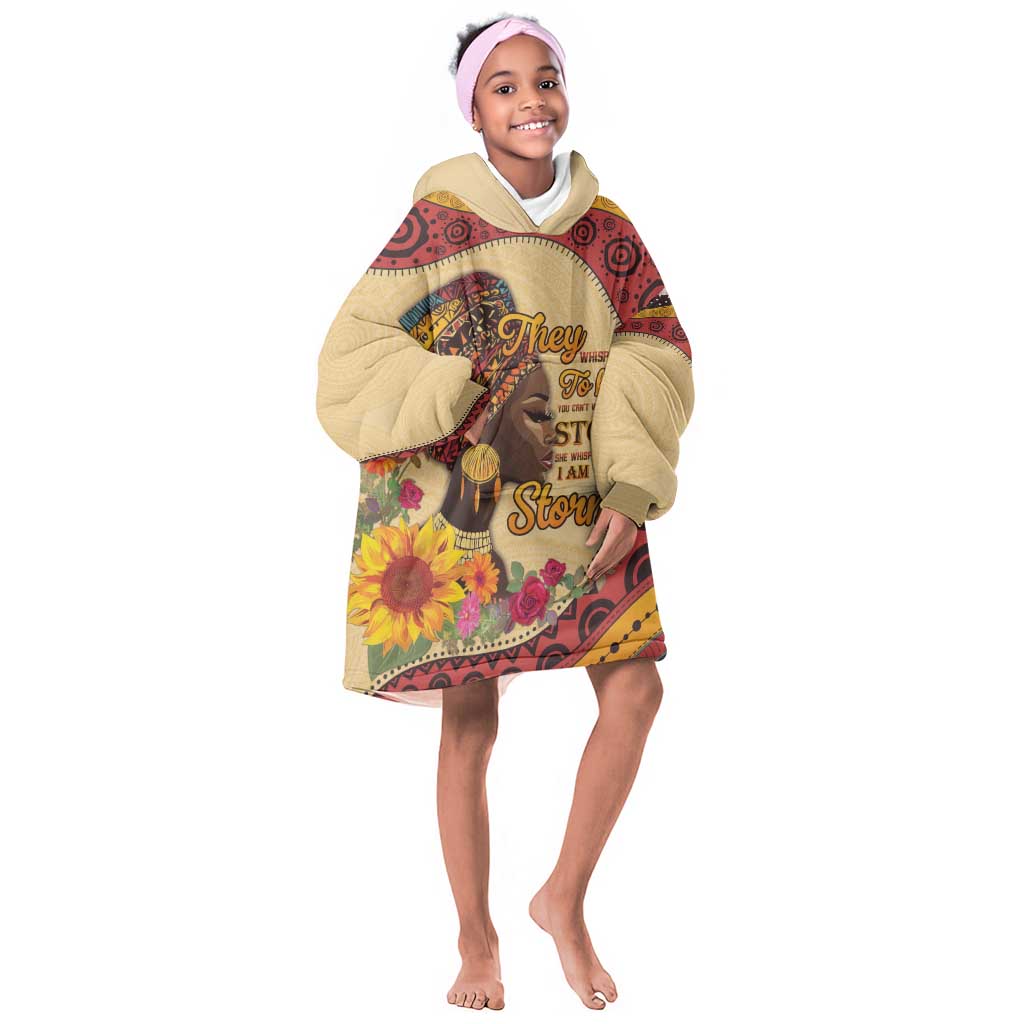 African Woman Kid Wearable Blanket Hoodie I Am The Storm - African Pride