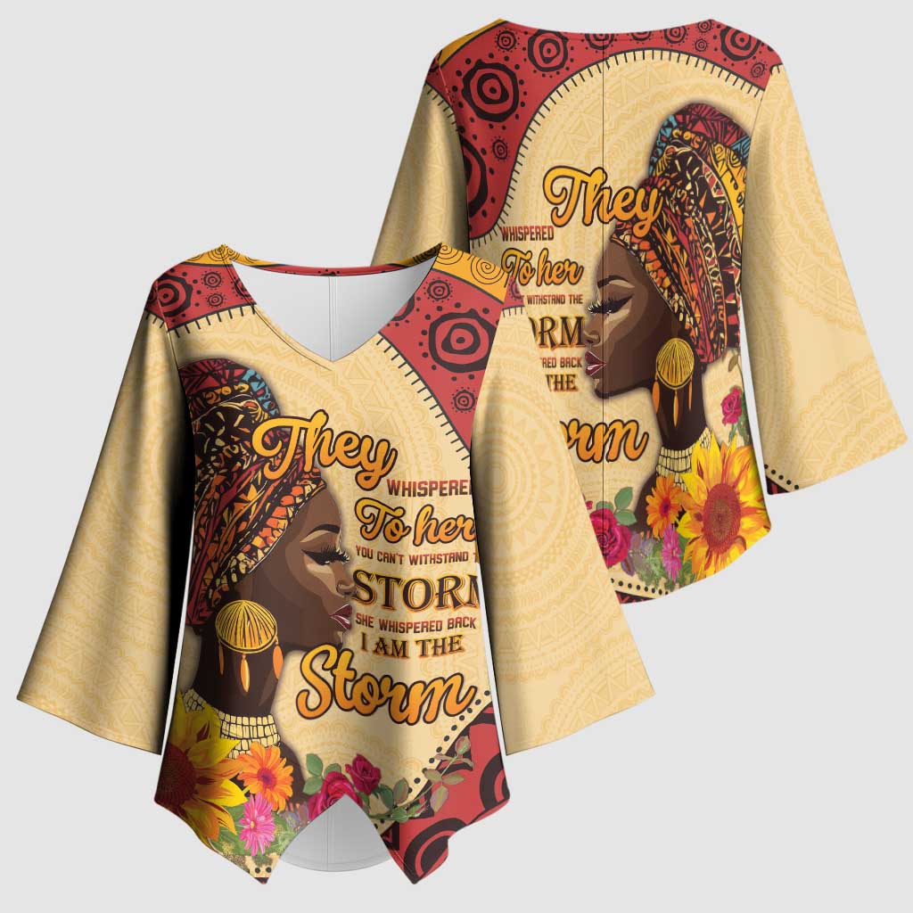 Black History Month Kimono Sleeve Blouse African Woman Afro I Am The Storm