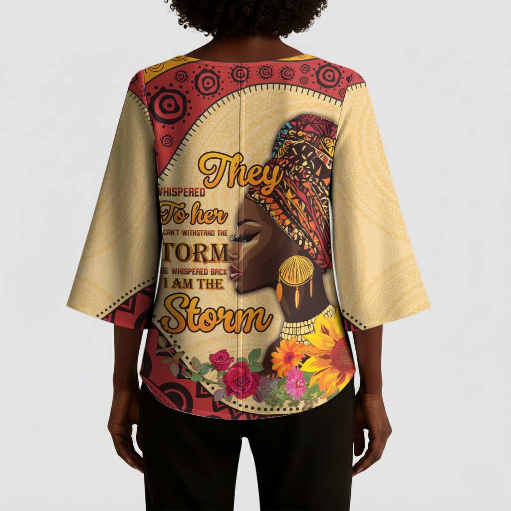 Black History Month Kimono Sleeve Blouse African Woman Afro I Am The Storm